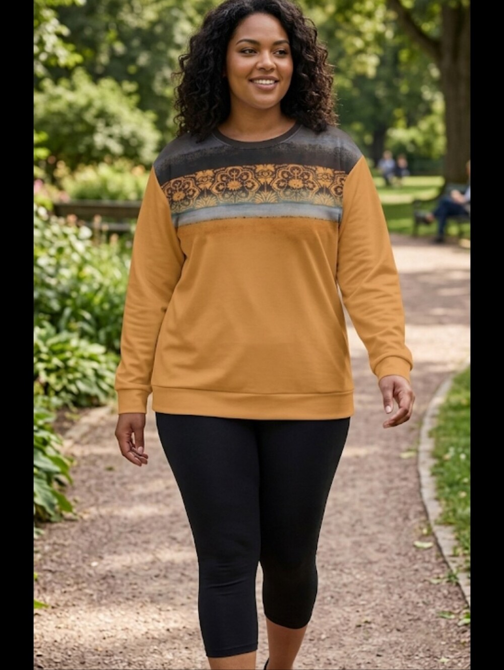 New 2XL Orange Sweatshirt Floral Stripe